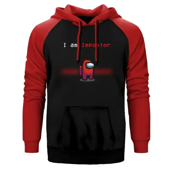 Among Us I am Impostor Raglan Sleeve Red Sweatshirt