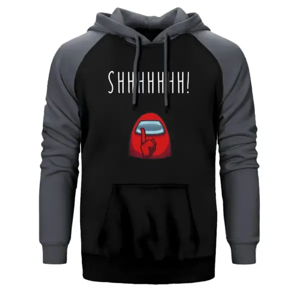 Among Us Shhhhhh Raglan Sleeve Grey Sweatshirt