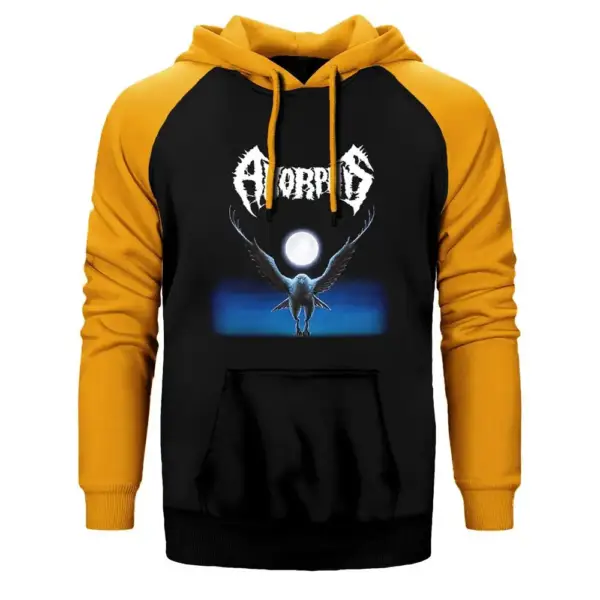Amorphis Black Winter Raglan Sleeve Yellow Sweatshirt