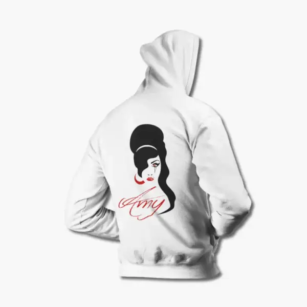 Amy Winehouse Hoodie, Amy Winehouse Artwork White Hoodie - Image 2