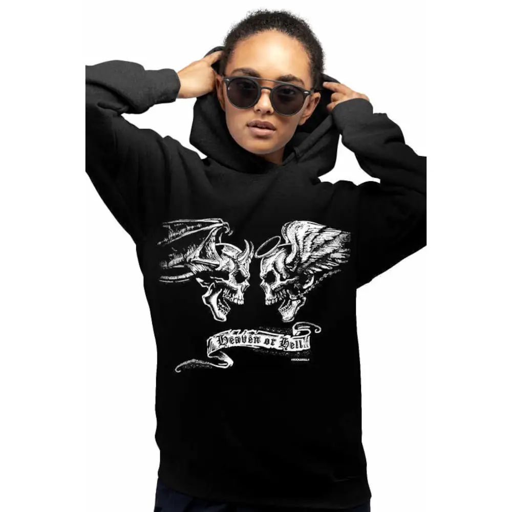 Angel Devil Women Hodie Thick Black Sweatshirt