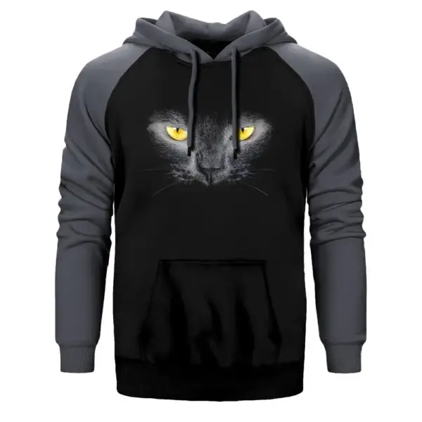 Angry Cat Raglan Sleeve Grey Sweatshirt