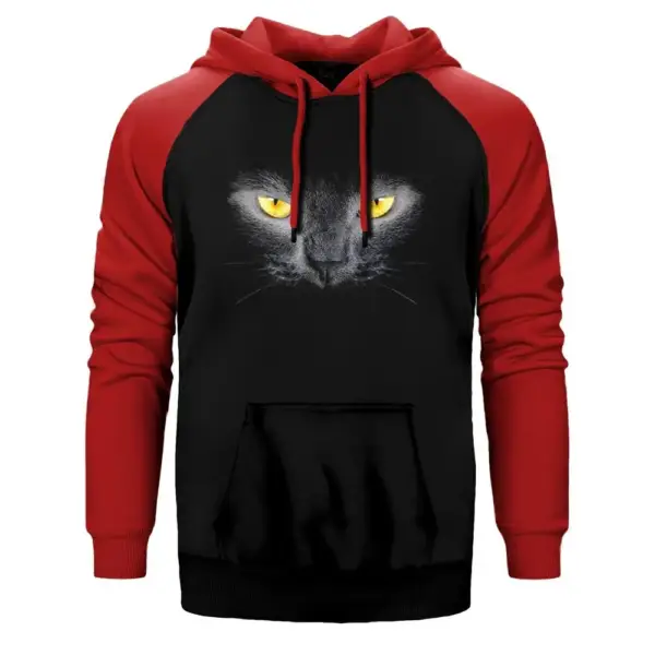 Angry Cat Raglan Sleeve Red Sweatshirt