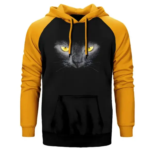 Angry Cat Raglan Sleeve Yellow Sweatshirt