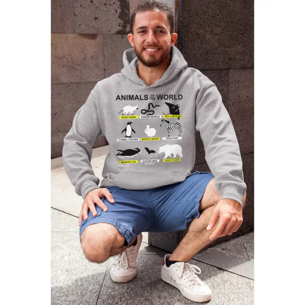 Animal Kingdom Gray Hoodie Thick Men's Sweatshirt