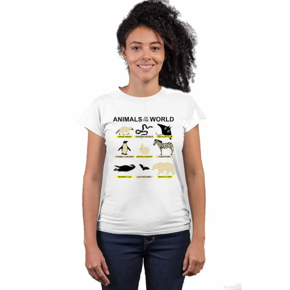 Animal Kingdom Short Sleeve Women's White T-shirt