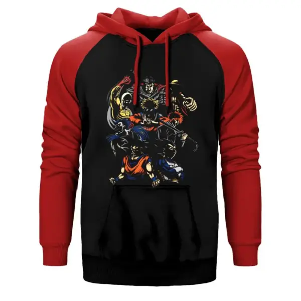 Anime Characters Raglan Sleeve Red Sweatshirt