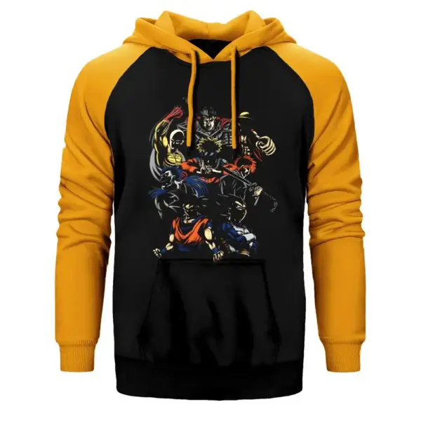 Anime Characters Raglan Sleeve Yellow Sweatshirt