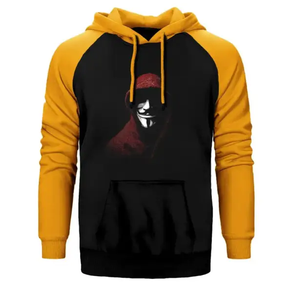 Anonymous Half Mask Raglan Sleeve Yellow Sweatshirt