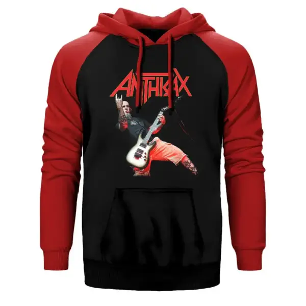 Anthrax Concert Raglan Sleeve Red Sweatshirt