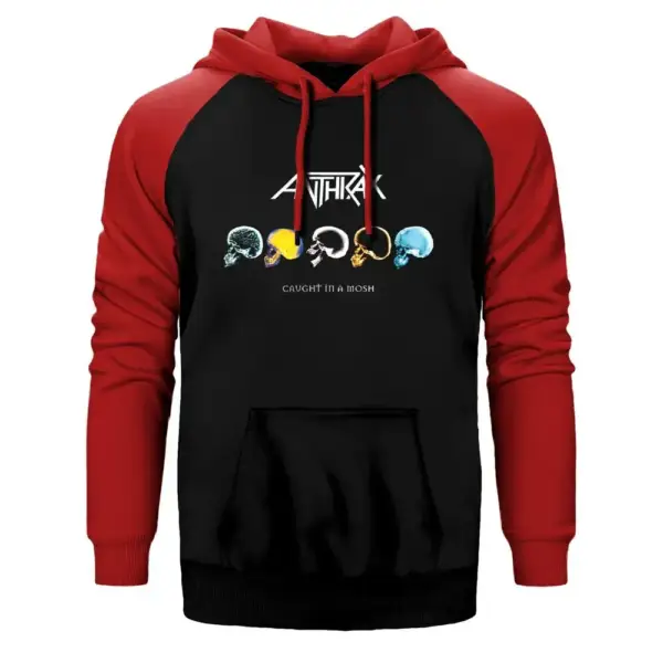 Anthrax Concert Raglan Sleeve Red Sweatshirt