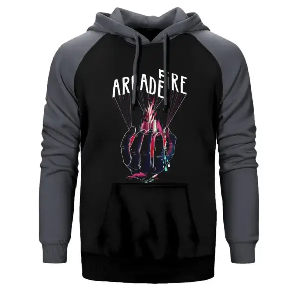 Arcade Fire Hand Raglan Sleeve Grey Sweatshirt