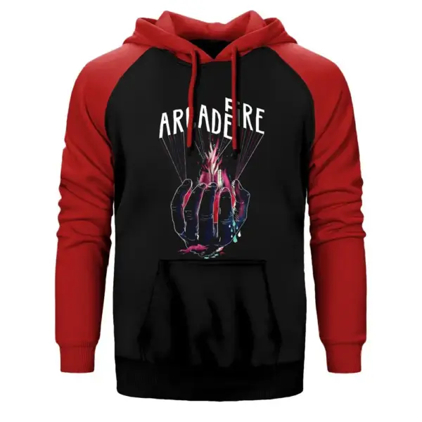 Arcade Fire Hand Raglan Sleeve Red Sweatshirt