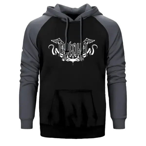 Arkona Double Color Raglan Sleeve Grey Hoodie Sweatshirt