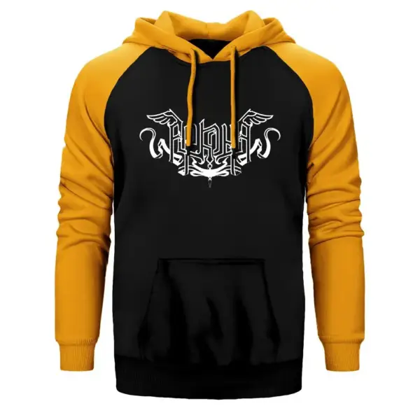 Arkona Double Color Raglan Sleeve Yellow Hoodie Sweatshirt
