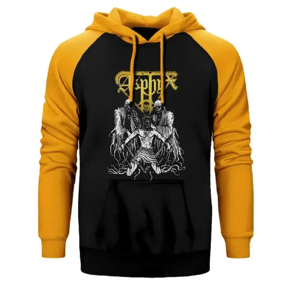Asphyx Double Color Raglan Sleeve Yellow Hoodie Sweatshirt