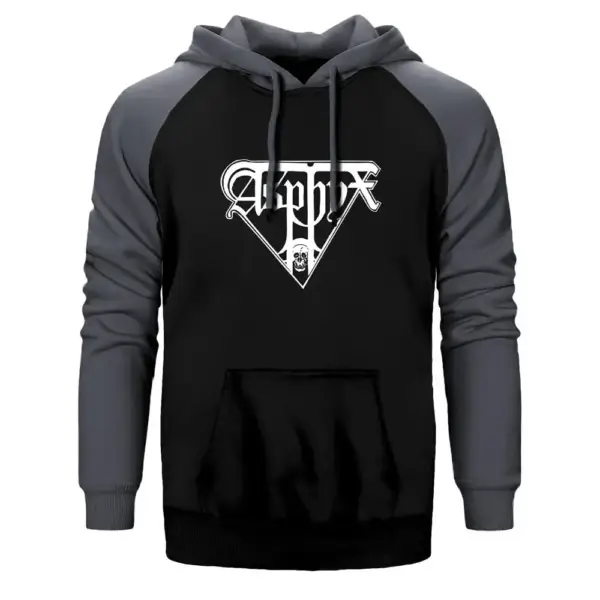 Asphyx Essential Double Color Raglan Sleeve Grey Hoodie Sweatshirt