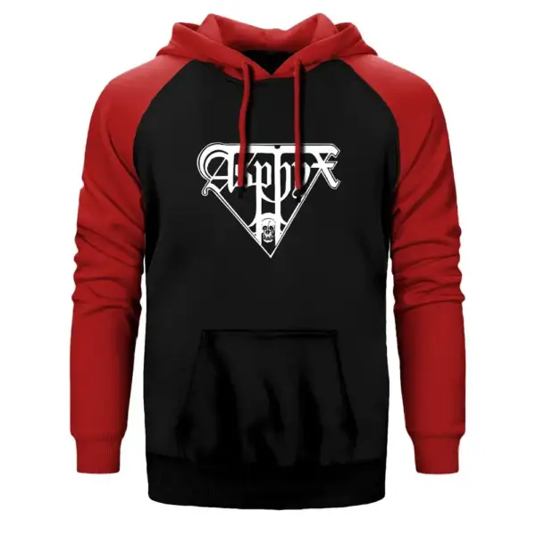 Asphyx Essential Double Color Raglan Sleeve Red Hoodie Sweatshirt