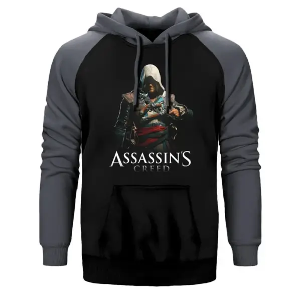 Assassin's Creed Classic Double Color Raglan Sleeve Grey Hoodie Sweatshirt