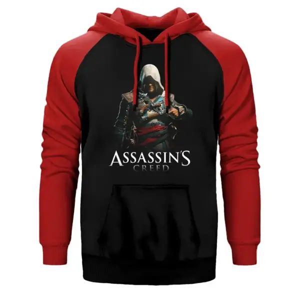 Assassin's Creed Classic Double Color Raglan Sleeve Red Hoodie Sweatshirt