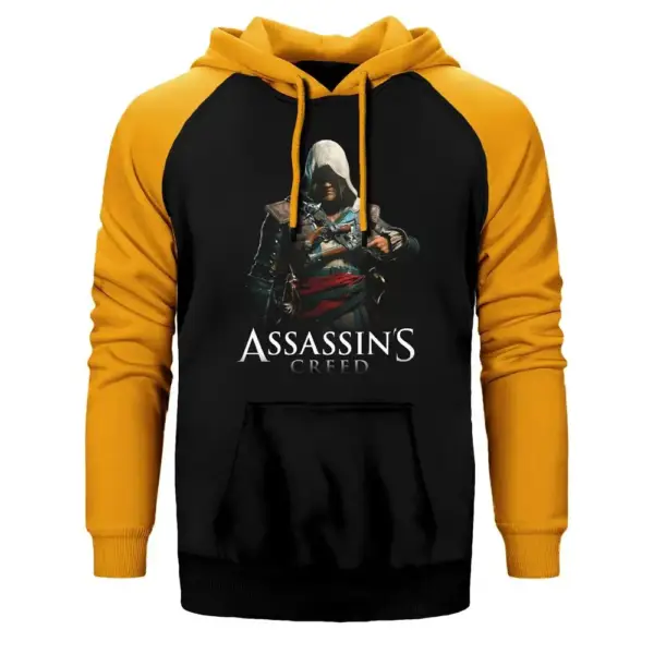 Assassin's Creed Classic Double Color Raglan Sleeve Yellow Hoodie Sweatshirt