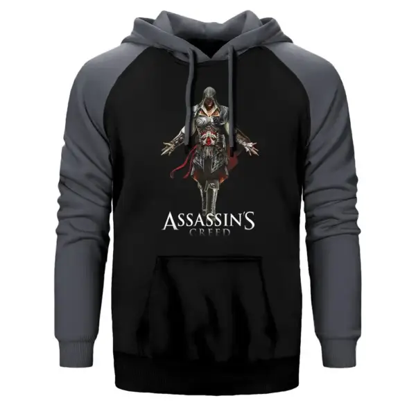 Assassin's Creed  Double Color Raglan Sleeve Grey Hoodie Sweatshirt