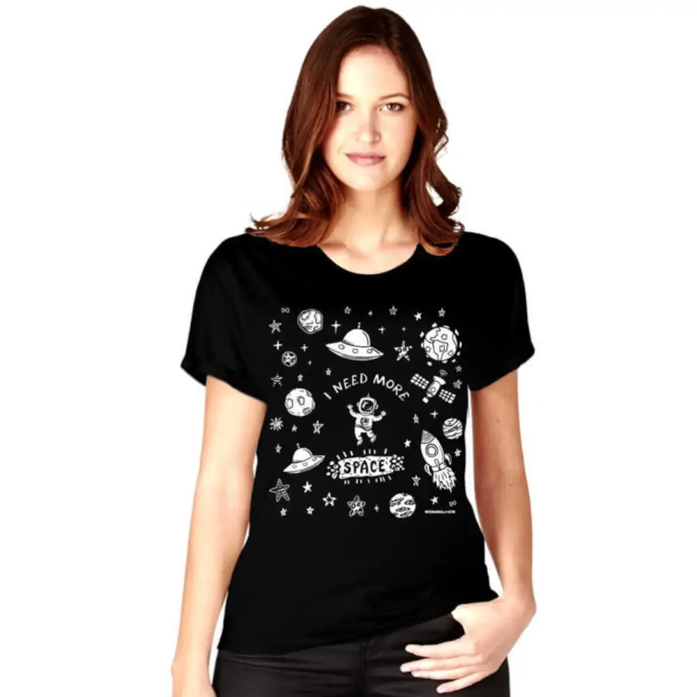 Astronaut In Space Women's Short Sleeve Black T-Shirt