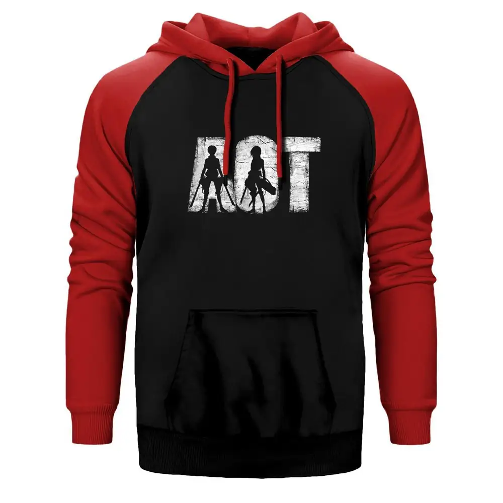 Attack on Titan Killer Double Color Raglan Sleeve Red Hoodie Sweatshirt