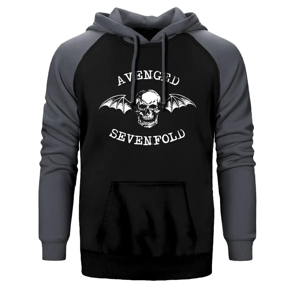 Avenged Sevenfold Classic Double Color Raglan Sleeve Grey Hoodie Sweatshirt