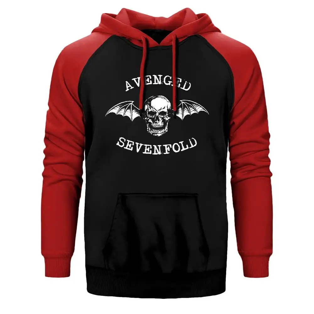 Avenged Sevenfold Classic Double Color Raglan Sleeve Red Hoodie Sweatshirt