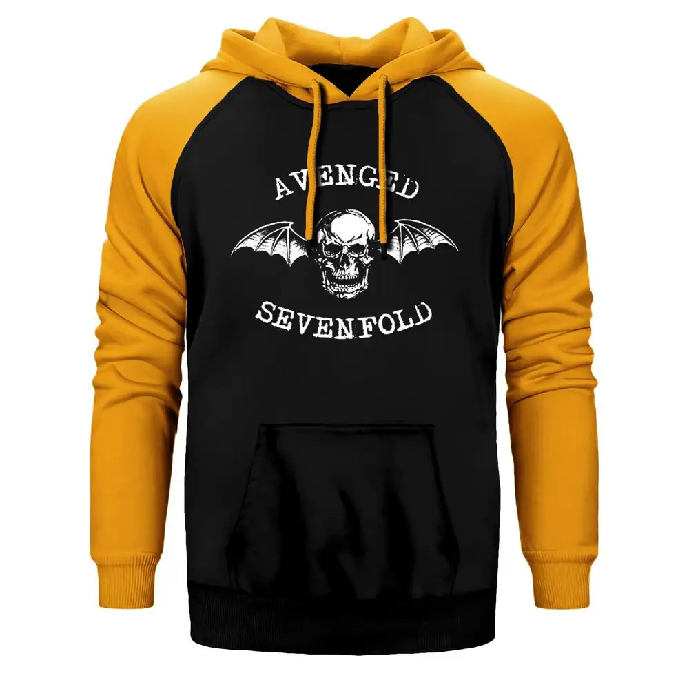 Avenged Sevenfold Classic Double Color Raglan Sleeve Yellow Hoodie Sweatshirt