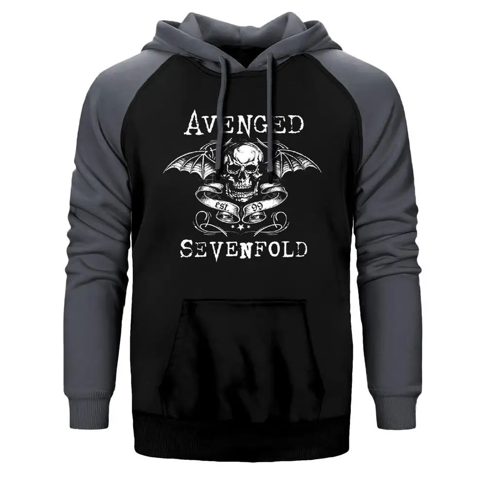 Avenged Sevenfold Est. 99 Double Color Raglan Sleeve Grey Hoodie Sweatshirt