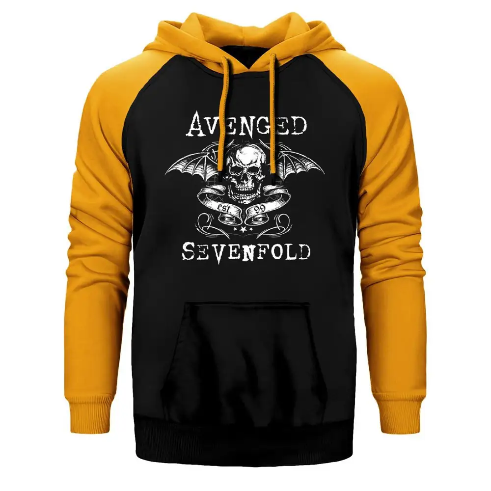 Avenged Sevenfold Est. 99 Double Color Raglan Sleeve Yellow Hoodie Sweatshirt