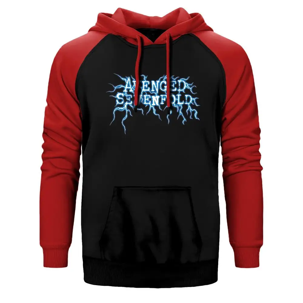 Avenged Sevenfold Lighting Logo Double Color Raglan Sleeve Red Hoodie Sweatshirt