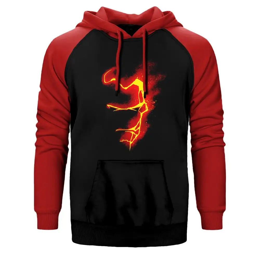 Avengers Infinity War Iron Mad Red Double Color Raglan Sleeve Hoodie Sweatshirt