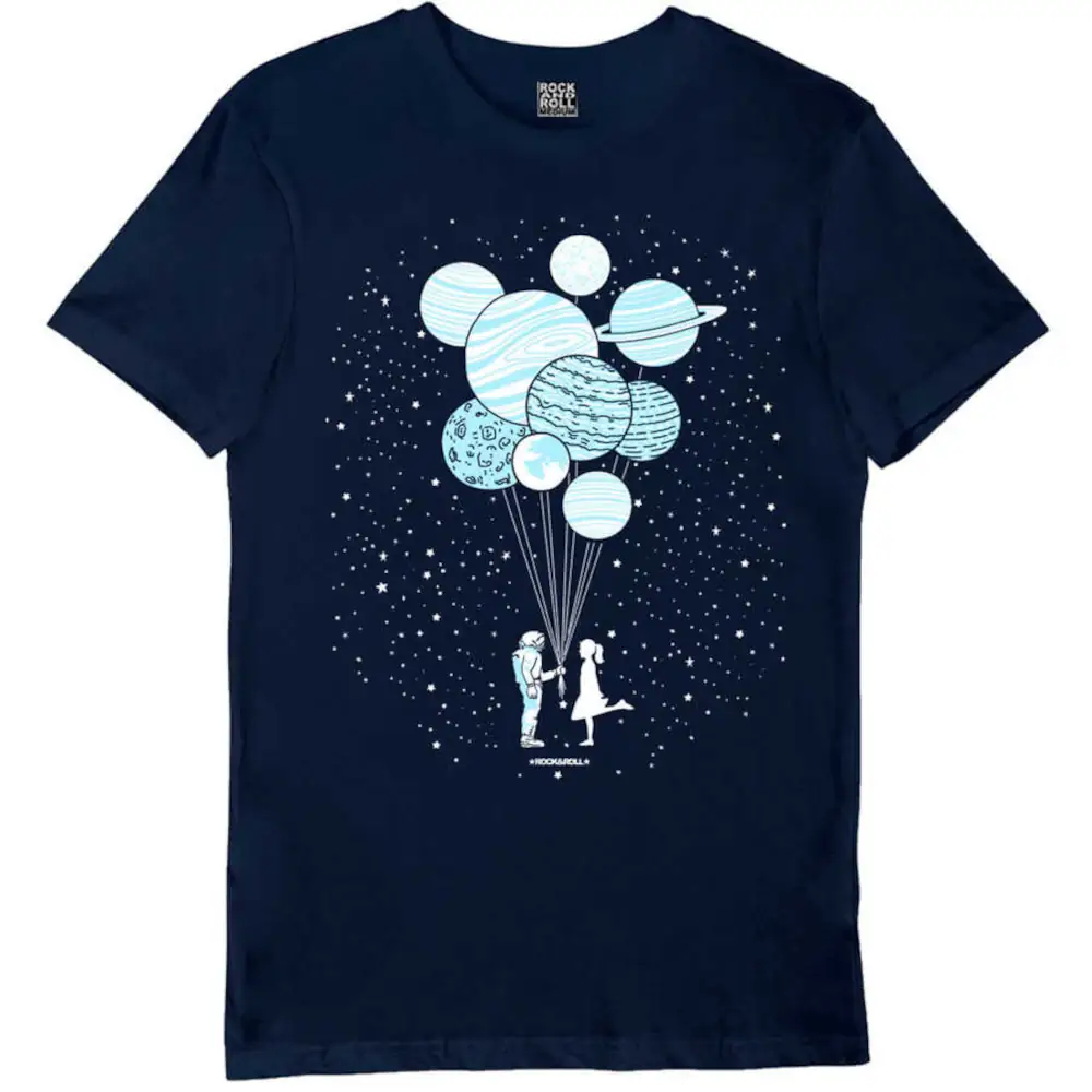 Balloon Planets Short Sleeve Men's Navy T-shirt
