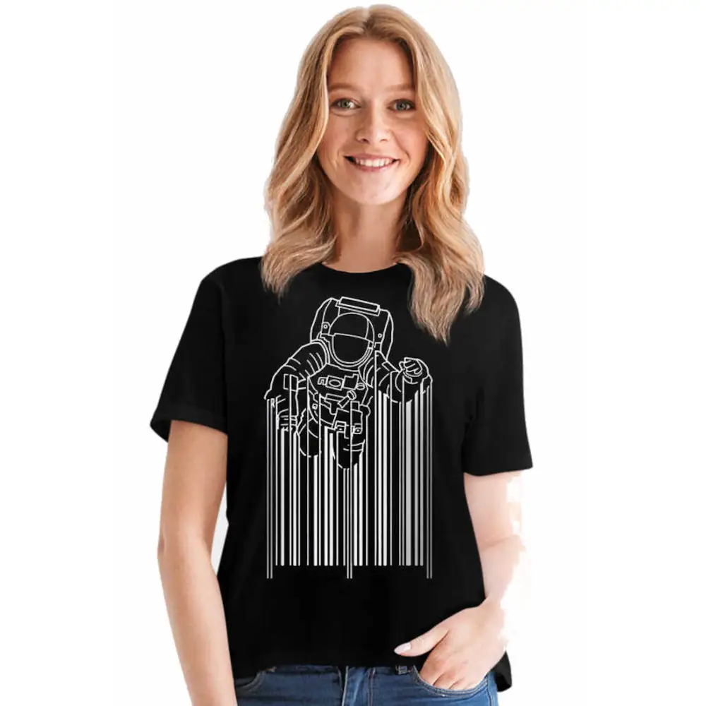Barcode Astro Short Sleeve Women's Black T-shirt