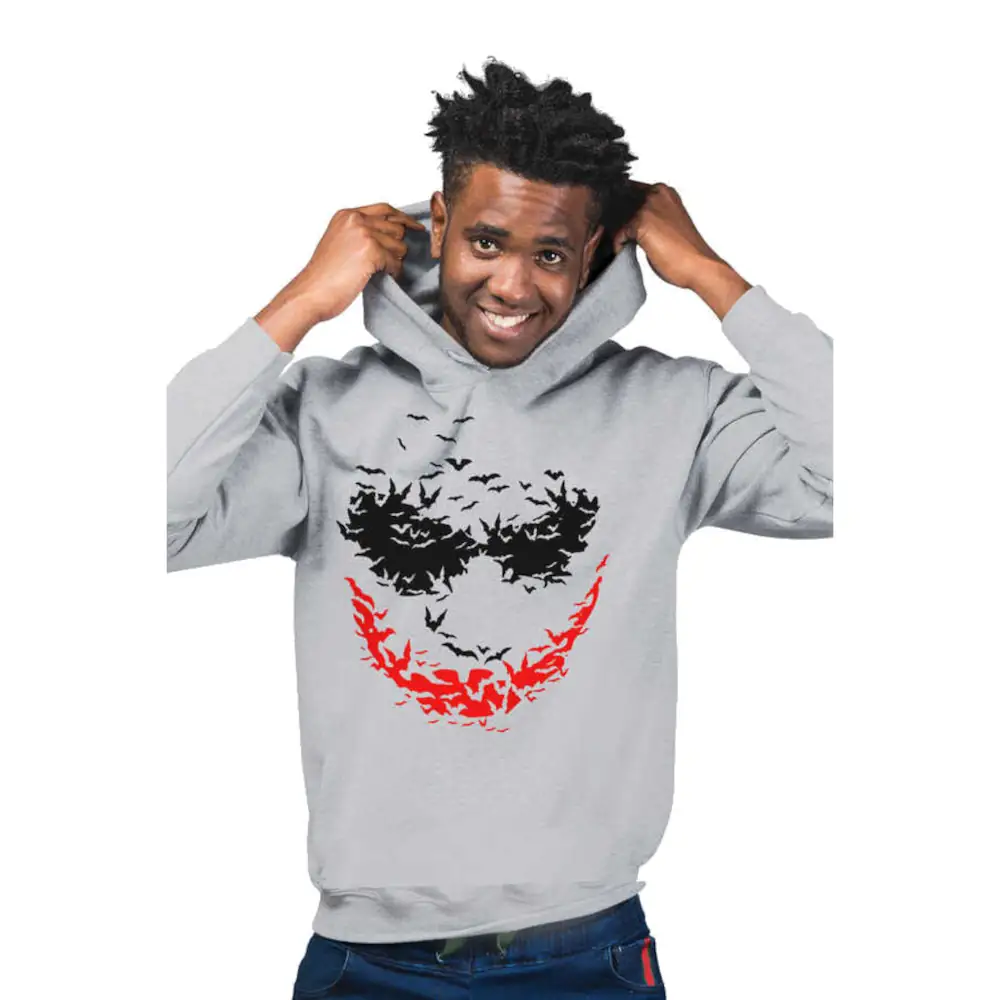 Bat Smile Gray Hoodie Thick Men's Sweatshirt