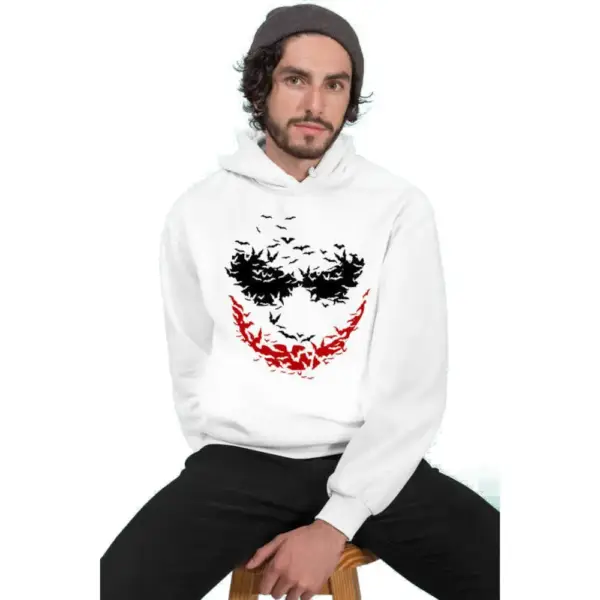 Bat Smile Hoodie Men's White Sweatshirt