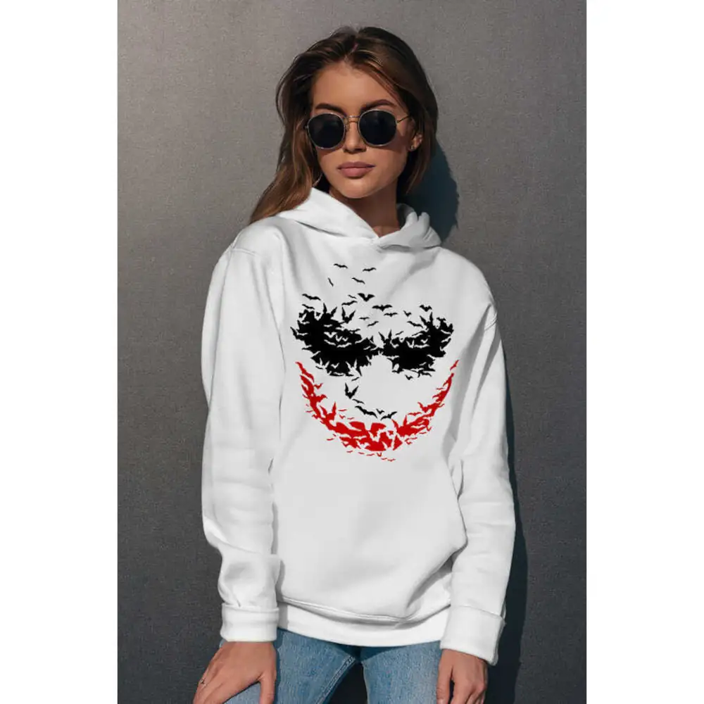 Bat Smile Women's Hodie Thick White Sweatshirt