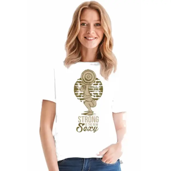Beautiful And Powerful Short Sleeve Women's White T-shirt