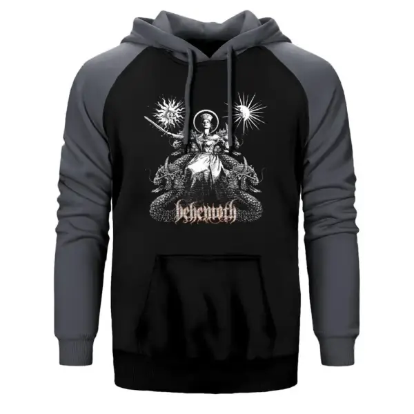 Behemoth Evangelion 2009 Hoodie, Double Color Raglan Sleeve Grey Sweatshirt