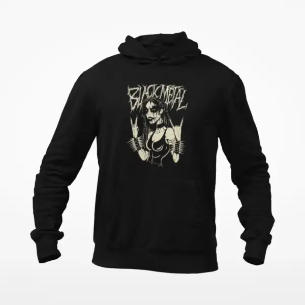Black Metal Girl Hoodie, Black Metal Girl Black Hoodie
