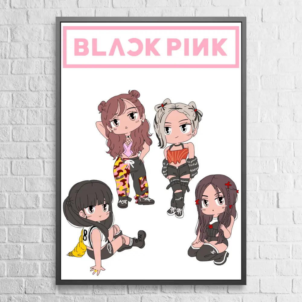 Blackpink Poster, Chibi Black Pink Wall Art Poster
