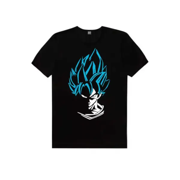 Blue Haired Hero Short Sleeve Men's Black T-shirt