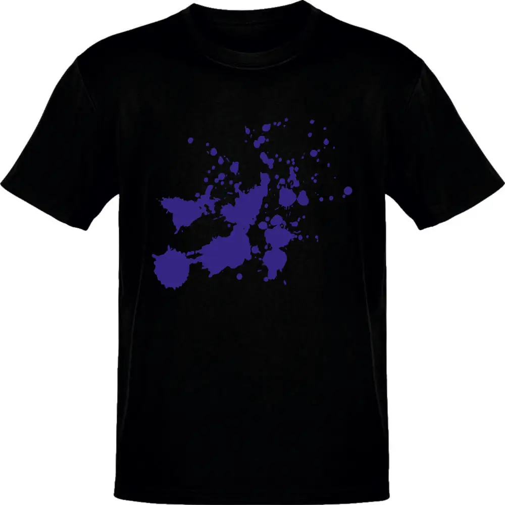 Blue Splashed  Black T-Shirt