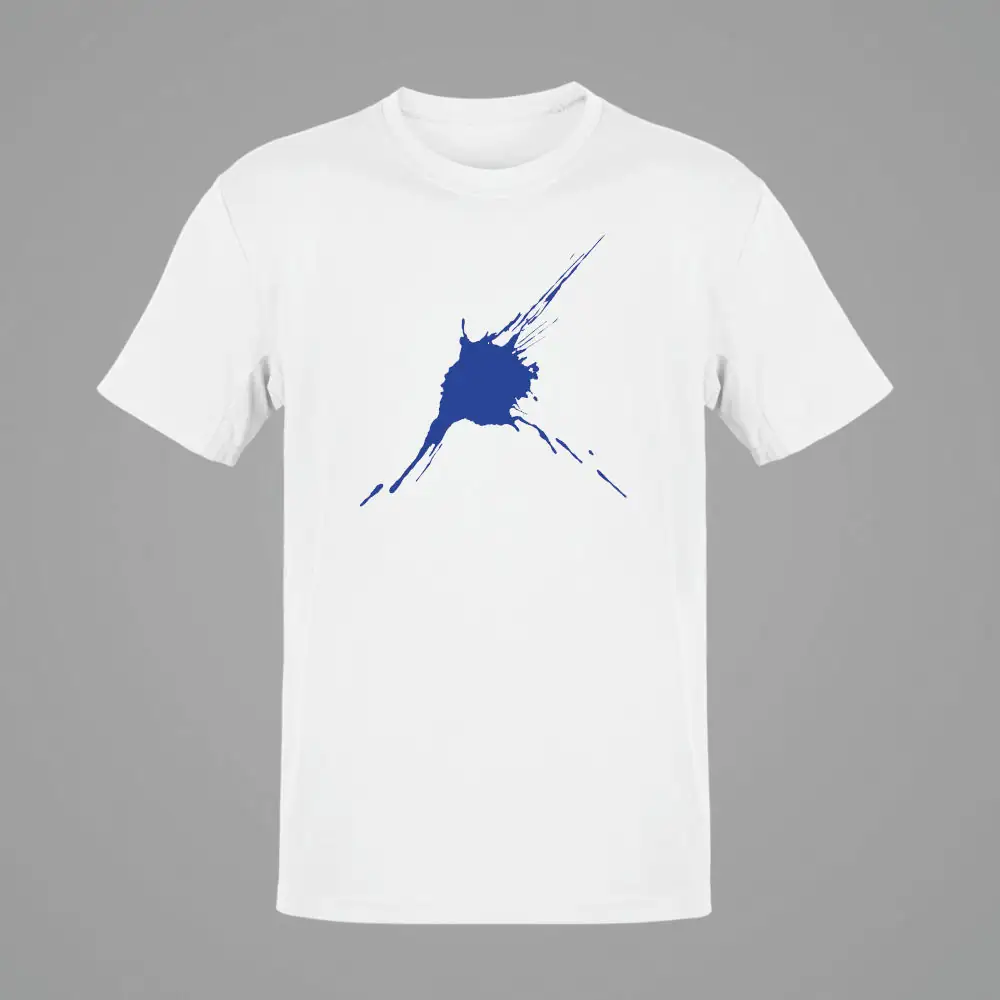 Blue Splatter White T-Shirt