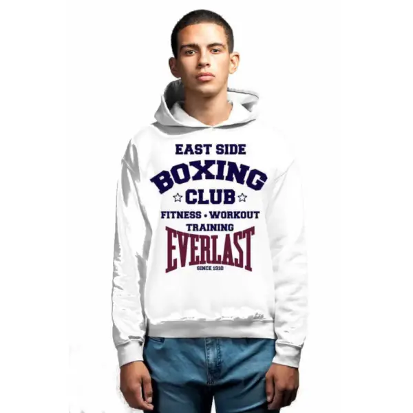 Boxing Club Hooded Men's White Sweatshirt