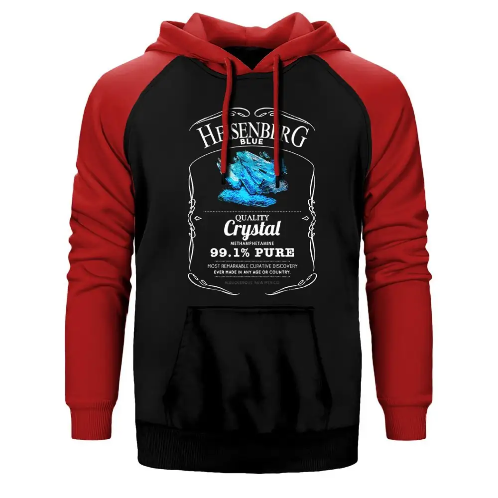 Breaking Bad Blue Crystal Hoodie, Double Color Raglan Sleeve Red Sweatshirt