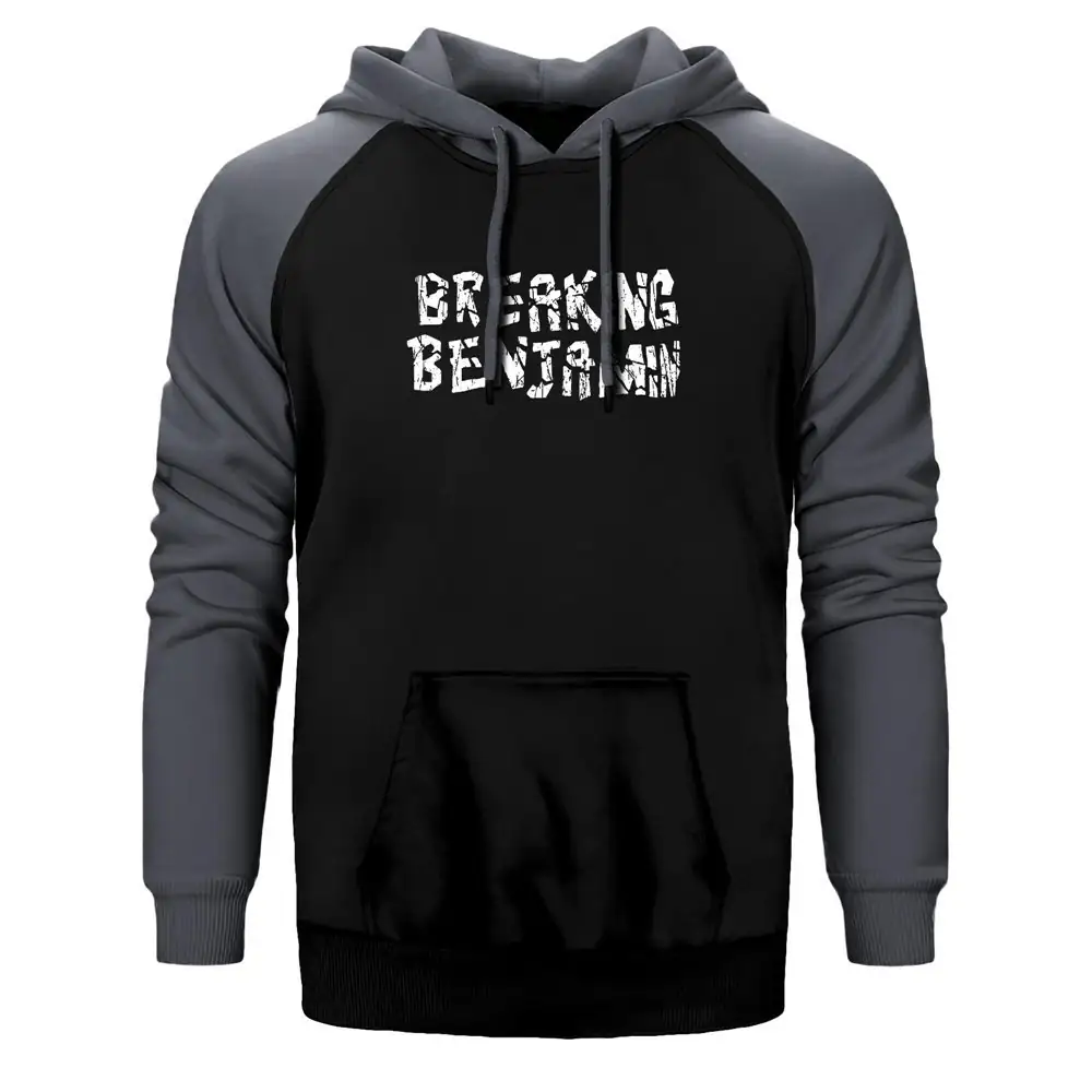 Breaking Benjamin Logo Hoodie, Double Color Raglan Sleeve Grey Sweatshirt